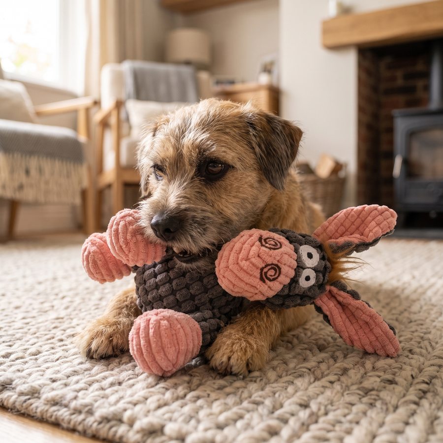 Squeaky Plush Dog Toy – Cute Corduroy Donkey Chew Toy for Puppies & Small Dogs (Squeaker Inside)