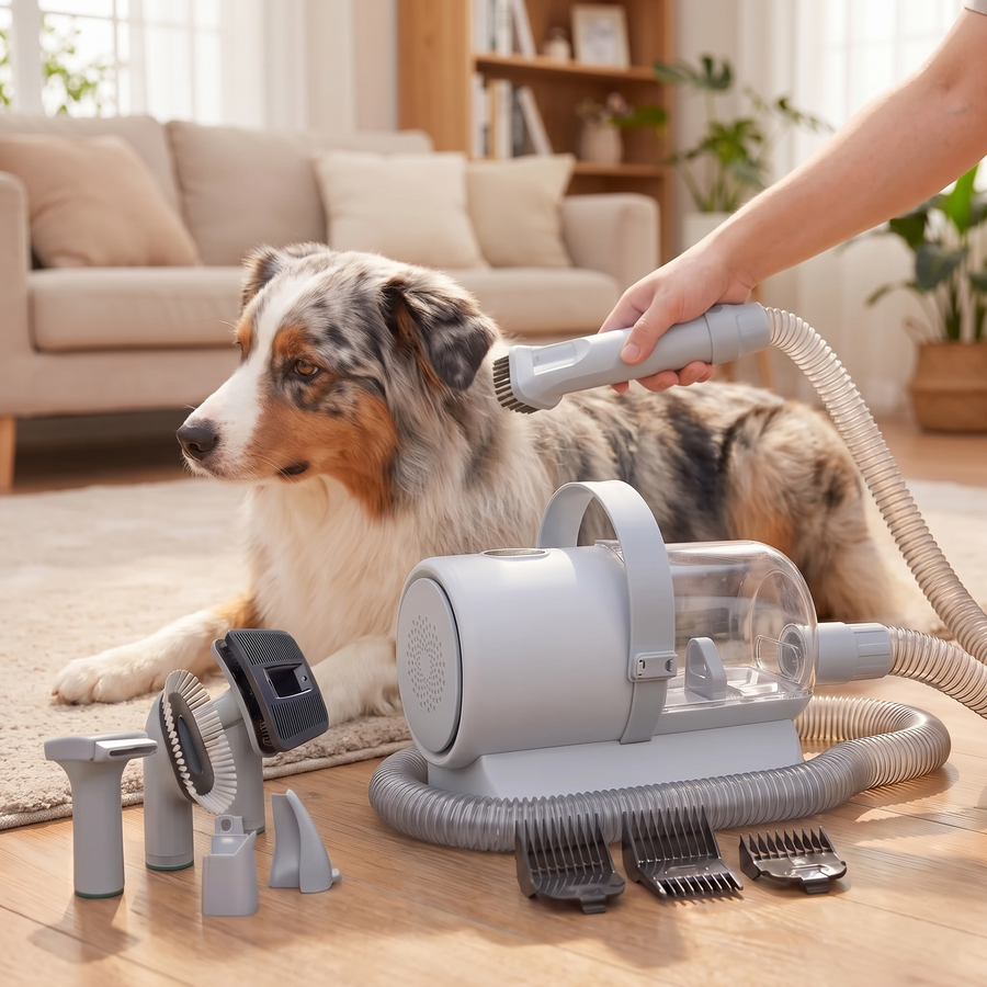 Dog & Cat Grooming Vacuum Kit – Cordless Pet Clippers with Suction, Deshedding, Low Noise & 5 Grooming Tools | Tailand