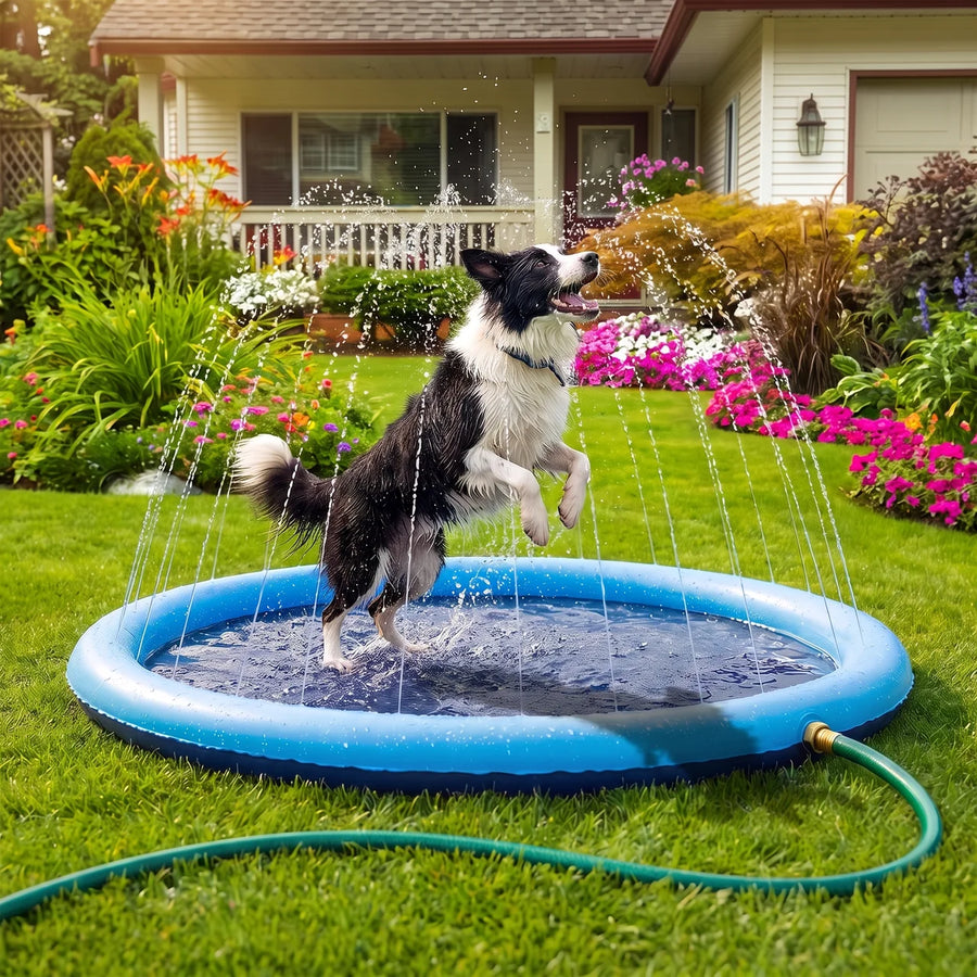 Dog Splash Pad – Non-Slip Sprinkler Water Play Mat for Dogs & Kids, Outdoor Summer Cooling Pool
