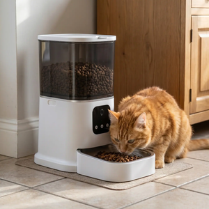 Automatic pet feeder with camera lifestyle