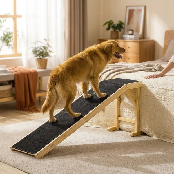 Wooden dog ramp for bed lifestyle