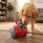 Dog nudging the treat tumbler to release kibble