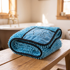 Folded microfiber pet towel showing its texture